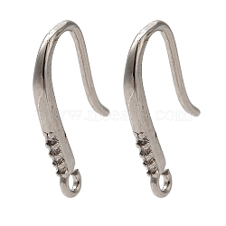 Rack Plating Brass Micro Pave Clear Cubic Zirconia Earring Hooks, Ear Wire, Long-Lasting Plated, Lead Free & Cadmium Free, Platinum, 17x8x1.5mm, Hole: 1.2mm, Pin: 1mm(KK-A231-12P)