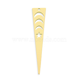 201 Stainless Steel Pendants, Laser Cut, Vacuum Plating, Triangle with Star, Golden, 48x10x1mm, Hole: 1.4mm(STAS-S105-LA739-2)
