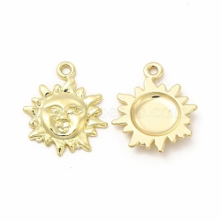 Rack Plating Alloy Pendants, Cadmium Free & Nickel Free & Lead Free, Sun with Human Face Charm, Light Gold, 23x19x3mm, Hole: 1.8mm(FIND-G054-05LG)