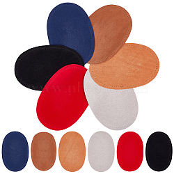 Elite 6 Pairs 6 Colors PU Leather Sew on Repair Patches, Faux Suede Elbow Knee Patches, for Sweatshirt Loose T Shirt Jeans, Oval, Mixed Color, 138x92x0.5mm, Hole: 1mm, 1 pair/color(PATC-PH0001-01)