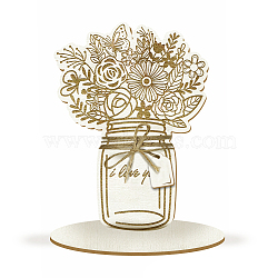 Wood Flower Bouquet Greeting Card, with Stand and Rope, for Mom Birthday Card, Flower, 228x165mm(AJEW-WH0441-001)