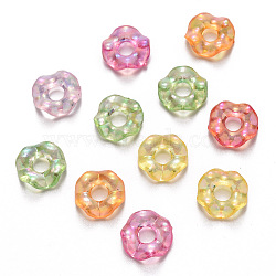 Transparent Acrylic Beads, AB Color Plated, Large Hole Beads, Flat Round, Mixed Color, 12.5x3.5mm, Hole: 4mm, about 2000pcs/500g(TACR-R150-14)