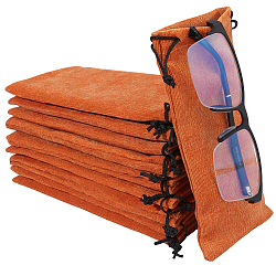 12Pcs Velvet Glasses Storage Drawstring Bag, Cotton Lining, Rectangle, Orange, 18x9x0.3cm(ABAG-BBC0001-16F)