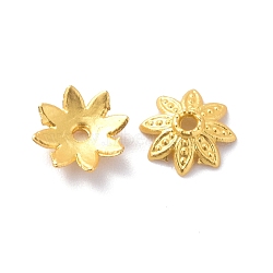 Rack Plating Alloy Bead Cap, Cadmium Free & Lead Free & Nickle Free, Multi-Petal, Flower, Matte Gold Color, 7.5x2mm, Hole: 1mm(FIND-I036-13MG)