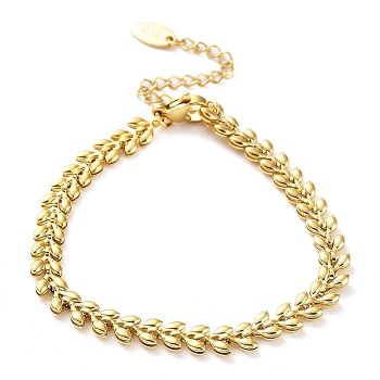 Ion Plating(IP) 304 Stainless Steel Cobs Chain Bracelet, Real 18K Gold Plated, 6-1/8 inch(15.7cm)