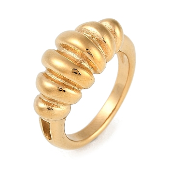 304 Stainless Steel Finger Rings, Irregularity Charm Wide Band Rings, Golden, 11mm, Inner Diameter: 18.5mm