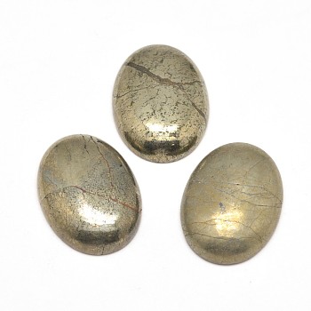 Oval Natural Pyrite Cabochons, 18x13x6mm