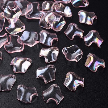 Transparent Acrylic Pendants, AB Color Plated, Petal, Pink, 15.5x15x5mm, Hole: 2mm, about 2200pcs/500g