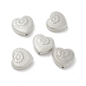 CCB Plastic Beads, Heart, Silver, 17x18x6mm, Hole: 1.6mm, about 415pcs/500g