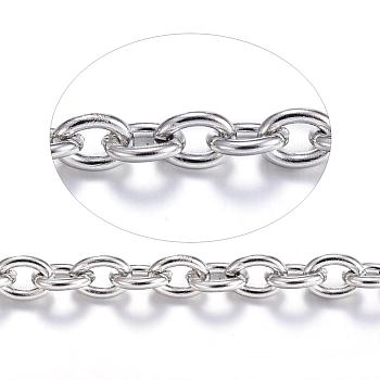 304 Stainless Steel Cable Chains, Unwelded, with Spool, Oval, for Jewelry Making, Stainless Steel Color, 4x3x0.8mm, about 82.02 Feet(25m)/roll