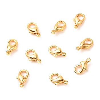 Brass Lobster Claw Clasps, Long-Lasting Plated, Real 18K Gold Plated, 12x6x4mm, Hole: 1mm