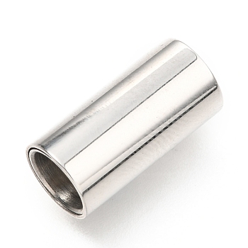 304 Stainless Steel Magnetic Clasps with Glue-in Ends, Column, Stainless Steel Color, 16x8mm, Hole: 6mm