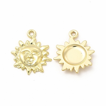 Rack Plating Alloy Pendants, Cadmium Free & Nickel Free & Lead Free, Sun with Human Face Charm, Light Gold, 23x19x3mm, Hole: 1.8mm