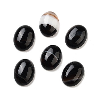 Natural Black Agate Cabochons, Oval, 16x12x5mm