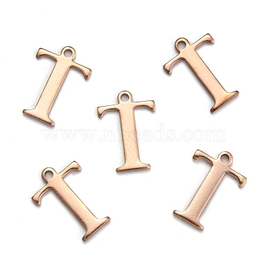 Ion Plating(IP) 304 Stainless Steel Alphabet Charms(STAS-H122-T-RG)-2