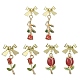 3 Pair 3 Style Enamel Rose with Bowknot Dangle Stud Earrings(EJEW-JE05343)-1