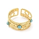 Synthetic Turquoise Beaded Open Cuff Ring(RJEW-G293-01B)-2