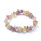 Bracelets extensibles en copeaux de quartz de quartz rutiles et de fraises en or naturel(BJEW-JB04490-02)-1