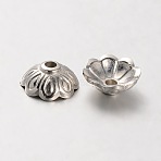 CCB Plastic Flower Bead Caps, 8-Petal, Platinum, 10x4mm, Hole: 2mm, Inner Diameter: 8mm(CCB-J029-12P)