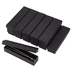 Kraft Paper Jewelry Boxes, Necklace/Watch Boxes, with Sponge, Rectangle, Black, 18x4.5x3.3cm(CON-WH0068-96)