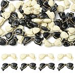 40Pcs 2 Colors Opaque Acrylic Beads, Golden Metal Enlaced, Bowknot, Mixed Color, 14x29x6mm, Hole: 1.7mm, 20pcs/color(SACR-CJ0001-91)