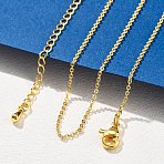 Brass Rolo Chains Necklaces for Women, with 304 Stainless Steel Lobster Clasp, Rack Plating, Lead Free & Cadmium Free, Long-Lasting Plated, Real 18K Gold Plated, 17.76 inch(45.1cm)(NJEW-D302-45G)