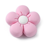 Silicone Beads, Flower, Pearl Pink, 26x27x10mm, Hole: 2mm(SIL-WH0001-49F)
