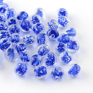 Handmade Luminous Lampwork Beads, Round, Blue, 8mm, Hole: 1mm(LAMP-R125-8mm-08)