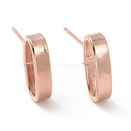 201 Stainless Steel Stud Earring Findings, with Horizontal Loop and 316 Stainless Steel Pin, Oval, Real Rose Gold Plated, 12x3mm, Hole: 2.5mm, Pin: 0.7mm(STAS-K241-22RG)