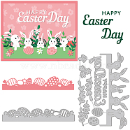 2Pcs 2 Styles Carbon Steel Cutting Dies Stencils, for DIY Scrapbooking, Photo Album, Decorative Embossing Paper Card, Stainless Steel Color, Easter Egg & Rabbit & Word Happy Easter Day, Easter Theme Pattern, 3~15.9x10.7~15.1x0.08cm, 1pc/style(DIY-WH0309-759)