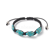 Synthetic Turquoise(Dyed) Tortoise Braided Bead Bracelet for Women, Turquoise(Dyed), Inner Diameter: 2~3-5/8 inch(5.1~9.2cm)(BJEW-TA00225-01)