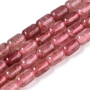 Natural Strawberry Quartz Beads Strands, Column, 9~9.5x6~6.5mm, Hole: 0.9~1mm, about 20~21pcs/strand, 7.28~7.6''(18.5~19cm)(G-G980-29B)