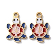 Ion Plating(IP) 304 Stainless Steel Pendants, with Enamel, Turtle, Golden, 17x11x1.5mm, Hole: 1.8mm(STAS-C083-07G-02)