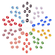 80Pcs 10 Colors Handmade Luminous Inner Flower Lampwork Beads, Round, Mixed Color, 9~10mm, Hole: 1~2mm, 8pcs/color(LAMP-SC0001-25)