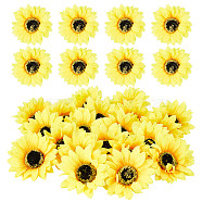 CRASPIRE 20Pcs Cloth Sunflower, Artificial Flower Head, Home Decorations, Yellow, 100x22mm, Hole: 2.5mm(AJEW-CP0001-83)