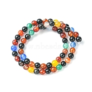 Natural Agate Beads Strands, Dyed & Heated, Round, Colorful, 6~6.5mm, Hole: 1mm, about 63pcs/strand, 15.10''(38.35cm)(G-YW0001-33B)