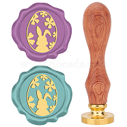 Brass Wax Seal Stamps with Rosewood Handle, for DIY Scrapbooking, Rabbit, 25mm(AJEW-WH0412-0077)