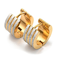 304 Stainless Steel Textured Hoop Earrings, Ring, Golden, 13x13.5x7mm(EJEW-P230-01B-G02)
