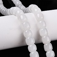 Natural White Jade Beads Strands, Barrel, 10~10.5x9~9.5mm, Hole: 1.2mm, about 41~43pcs/strand, 14.37~16''(36.5~40cm)(G-T138-134)