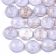 Resin Cabochons, with Glitter Powder and Gold Foil, Half Round, Lilac, 12x5.5mm(X-CRES-T012-07E)