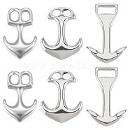 SUNNYCLUE 6Pcs 3 Styles 304 Stainless Steel Hook Clasps, Anchor, Stainless Steel Color, 31~35x21~24x2.5~6mm, Hole: 4~7x5~10mm, 2pcs/style(STAS-SC0004-36)