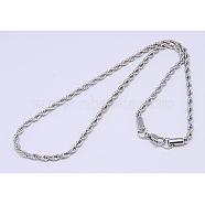 304 Stainless Steel Necklaces Unisex Rope Chain Necklaces, Stainless Steel Color, 23.62 inch(60cm)(NJEW-507L-10D)