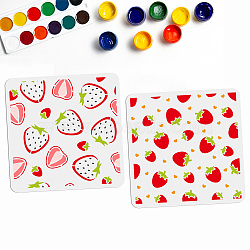2Pcs 2 Styles PET Hollow Out Drawing Painting Stencils, for DIY Scrapbook, Photo Album, Strawberry Pattern, 300x300mm, 1pc/style(DIY-WH0411-016)