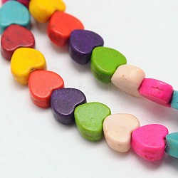 Dyed Synthetical Turquoise Heart Bead Strand, Colorful, 5x6x3mm, Hole: 1mm, about 79pcs/strand, 15.7 inch(G-P083-88C)
