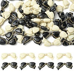 40Pcs 2 Colors Opaque Acrylic Beads, Golden Metal Enlaced, Bowknot, Mixed Color, 14x29x6mm, Hole: 1.7mm, 20pcs/color(SACR-CJ0001-91)