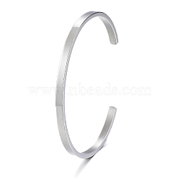 304 Stainless Steel Cuff Bangles, Minimalist Simple Open Bangles, Stainless Steel Color, Inner Diameter: 2-1/2x2 inch(6.1~6.5x5.3cm).(BJEW-K173-02P-01)