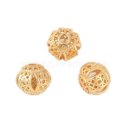 925 Sterling Silver Beads, Hollow, Rondelle, Real 18K Gold Plated, 8x6.5mm, Hole: 1.8mm(STER-P060-14G)