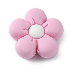 Silicone Beads, DIY Nursing Necklaces and Bracelets Making, Chewing Pendants For Teethers, Flower, Pearl Pink, 26x27x10mm, Hole: 2mm(SIL-WH0001-49F)
