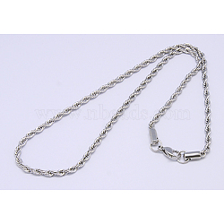 304 Stainless Steel Necklaces Unisex Rope Chain Necklaces, Stainless Steel Color, 23.62 inch(60cm)(NJEW-507L-10D)