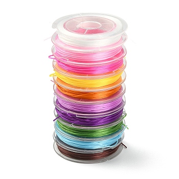 10 Rolls 10 Colors Flat Elastic Crystal String Set, Elastic Beading Thread, for Stretch Bracelet Making, Mixed Color, 0.5mm, about 10 yards(9.14m)/roll, 1 roll/color